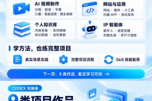 Codex赋能AI一人公司OPC:Skill技能、AI办公、自媒体、短视频、自媒体、电商通关课(完结)